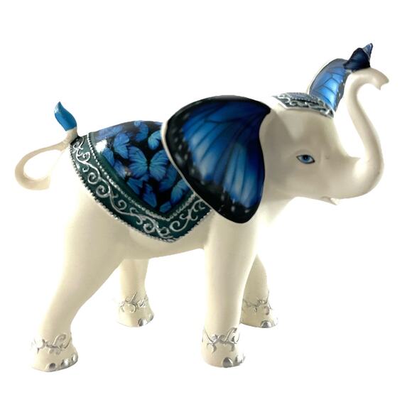 Blue Majesty Hand-Painted Elephant Figurine by The Hamilton Collection - Picture 1 of 5